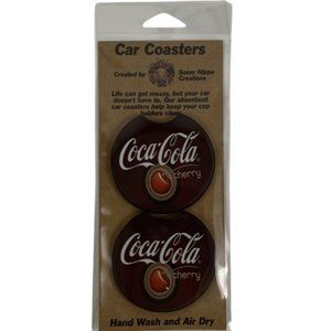 Car Coasters Cherry Coca-Cola Soda Pop Beverage Set of 2 Neoprene Absorbent